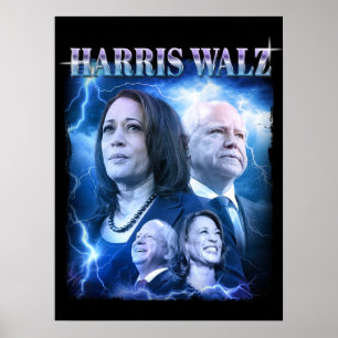 Poster Style Harris Walz Retro 90s