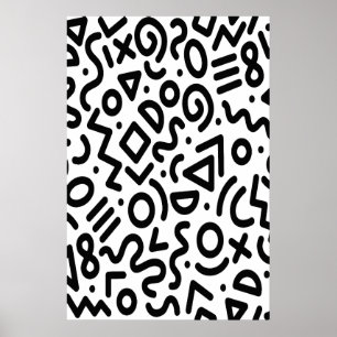 Poster Style Hipster Memphis noir et blanc