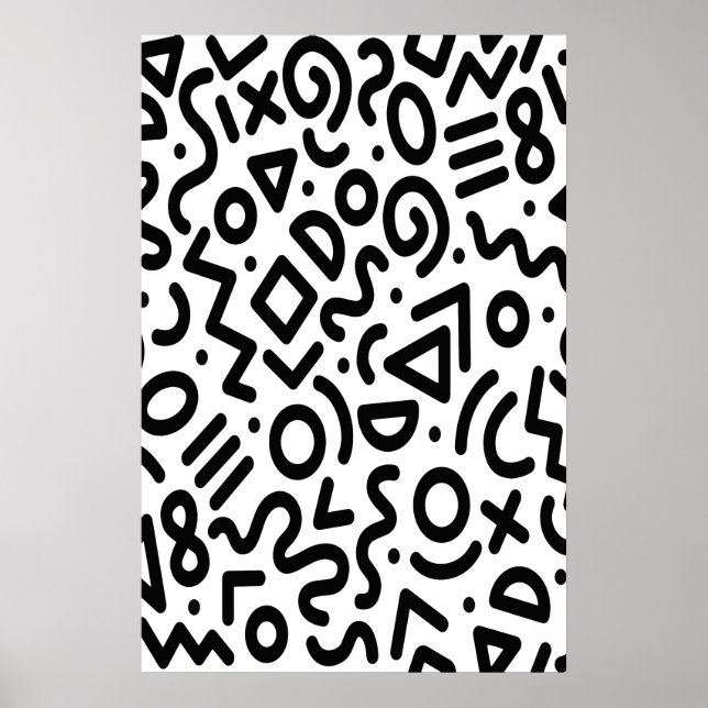 Poster Style Hipster Memphis noir et blanc (Devant)