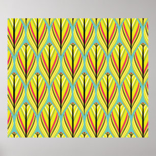 Poster style indien plumes sans couture motif en jaune b