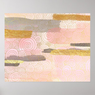 Poster Style japonais élégant Vagues Abstraites  