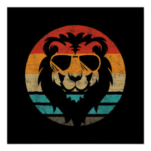 Poster Style Lion Retro Vintage
