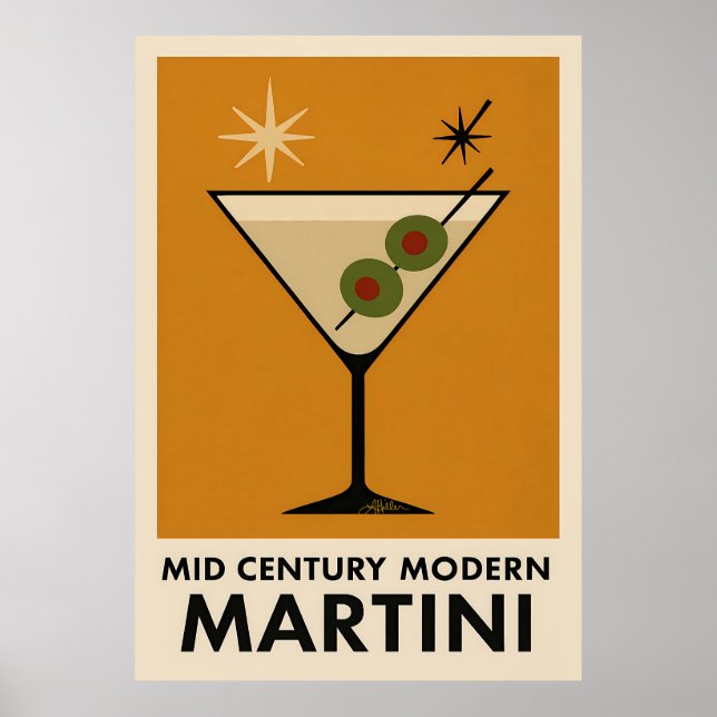 Poster Style Mid Century Modern Martini (Front)