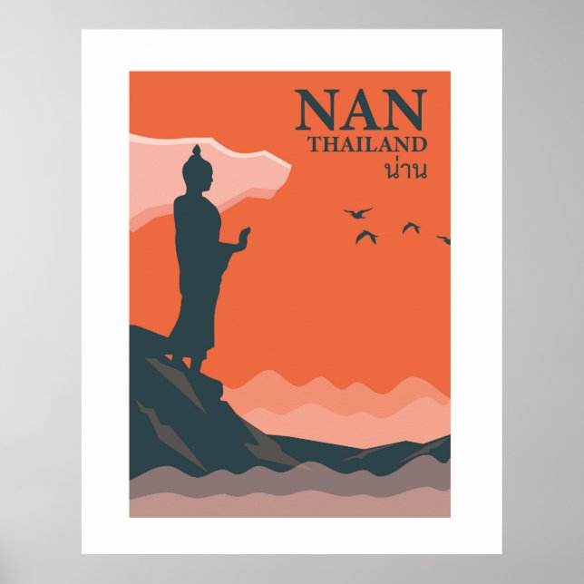 Poster Style Nan Retro Thaïlande Travel Wall Art (Devant)