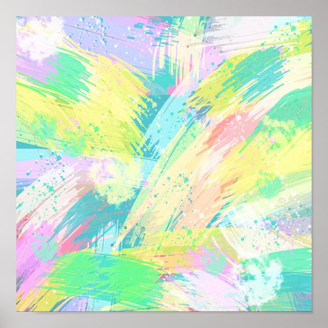 Poster Style Pale Pastel couleurs Art Abstrait (Devant)