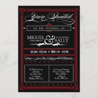 Poster Style Red & Black DIY Wedding Invitation