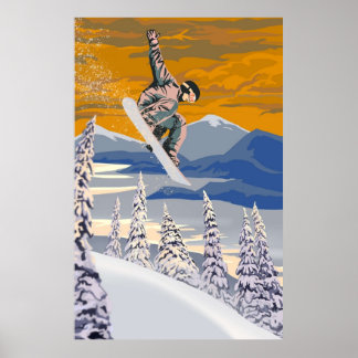 Poster Style rétro Art snowboard