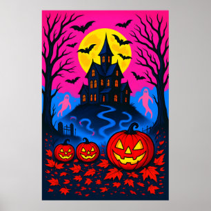 Poster Style Rétro des Années 80 pour l'Halloween en Pop 