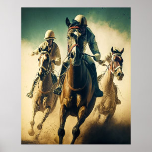 Poster Style Rétro Moody Horse Racing Jockey