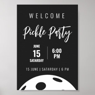 Poster Style Rétro Neon Noir Thème Pickleball Anniversair