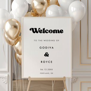 Poster Style rétro noir & blanc Bienvenue à notre mariage