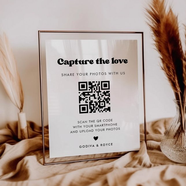 Poster Style rétro noir & blanc Capturez le signe d'amour (Créateur téléchargé)