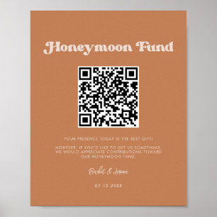 Poster Style rétro sucre Brown fonds Lune de miel code QR