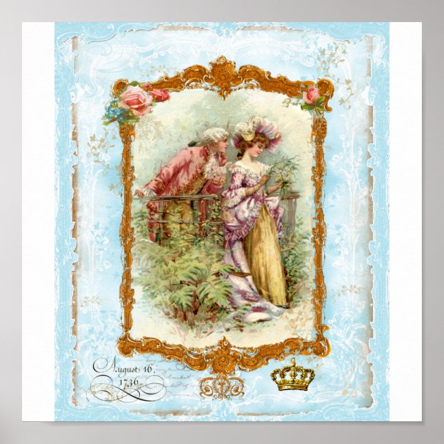 Poster Style Romantique Français Couple Regency Imprimer (Devant)
