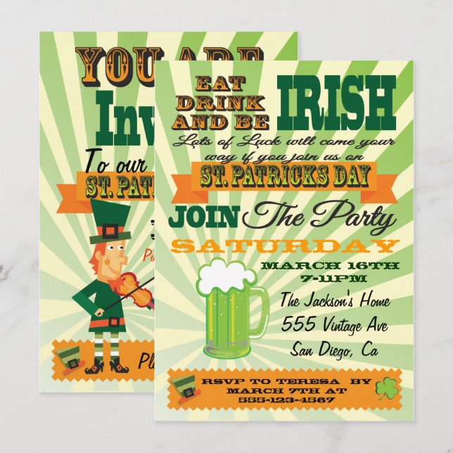 Poster Style St. Patrick's Day Party Invitation (Devant / Derrière)