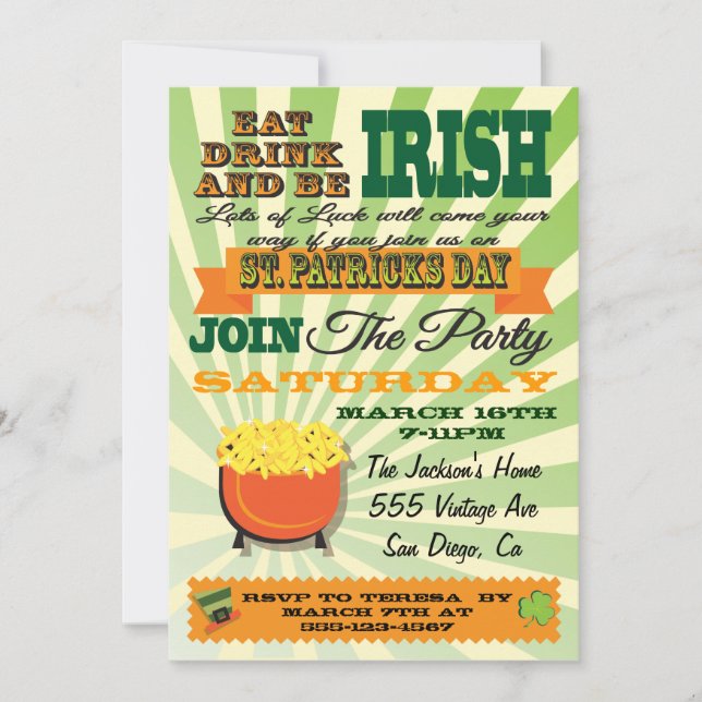 Poster Style St. Patrick's Day Party Invitation (Front)