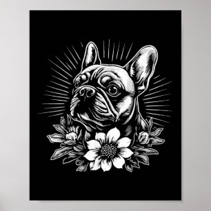 Poster Style Tatouage rétro Amoureux des chiens français 