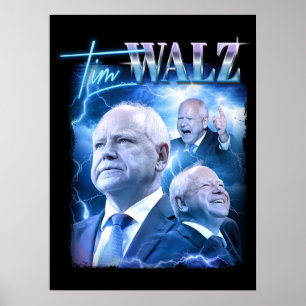 Poster Style Tim Walz Retro 90s