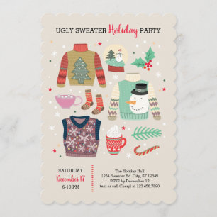 Poster Style Ugly Sweater Fête Invitation