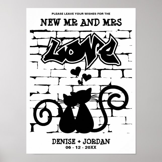 Poster Style urbain Chatons amoureux sur Graffiti Mariage (Devant)