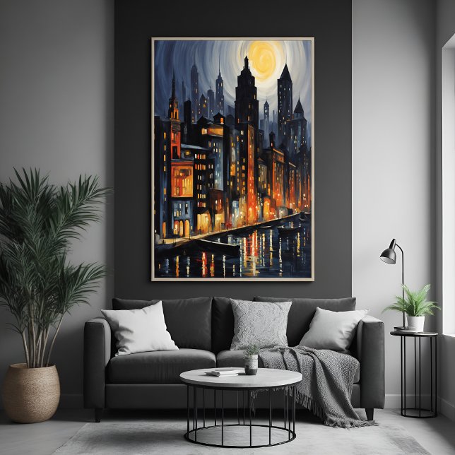 Poster Style urbain moderne - City Skyline à Dusk Art (Créateur téléchargé)