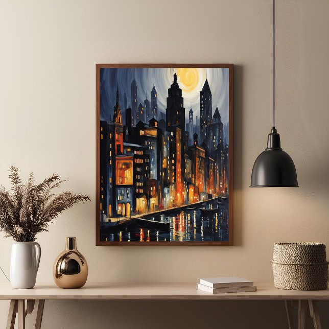 Poster Style urbain moderne - City Skyline à Dusk Art (Créateur téléchargé)