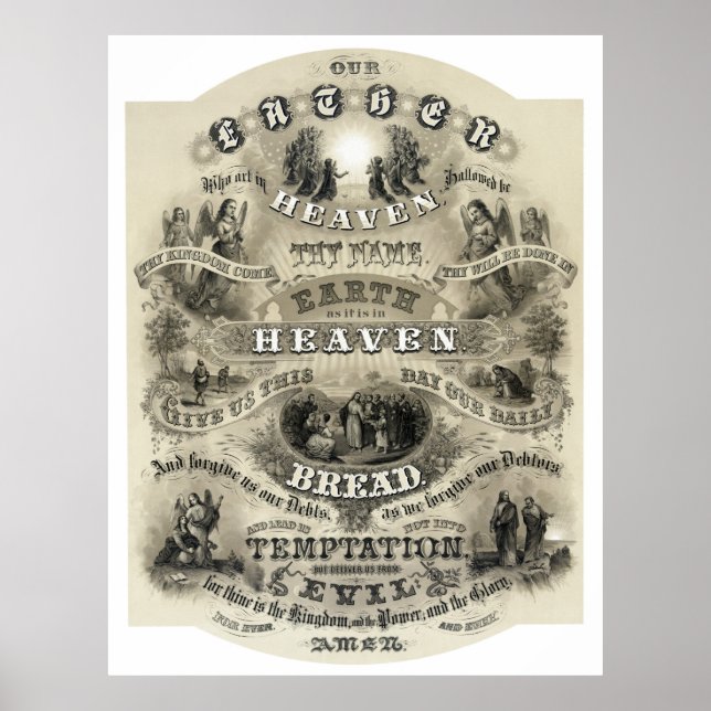 POSTER STYLE VICTORIEN DE PRIÈRE DE SEIGNEUR - 1876 (Devant)