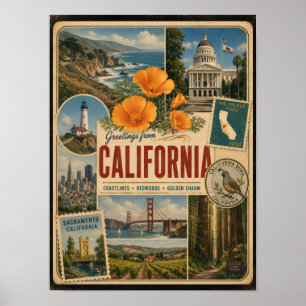Poster Style Vintage Authentique Californien