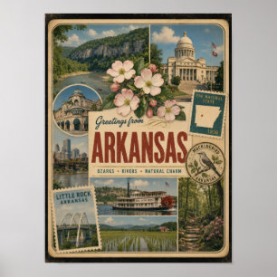 Poster Style Vintage Authentique de l'Arkansas