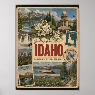 Poster Style Vintage Authentique de l'Idaho
