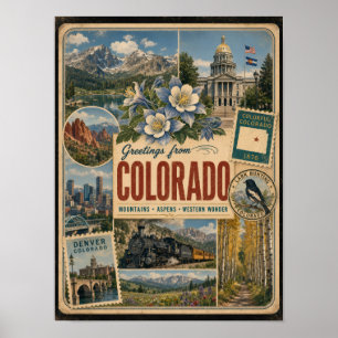 Poster Style Vintage Authentique du Colorado