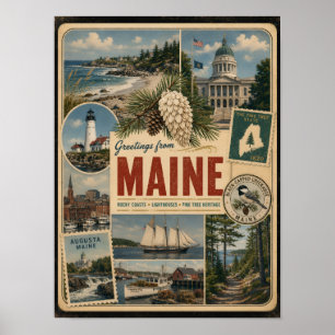 Poster Style Vintage Authentique du Maine