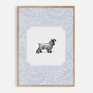 Poster Style vintage bleu, chien de pépinière