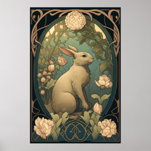 Poster Style vintage Bunny Art de Pâques - Téléchargeable