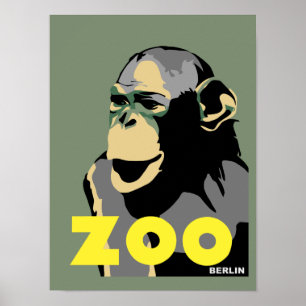 Poster Style vintage de singe de zoo de Berlin rétro