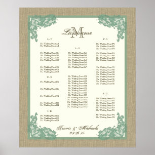 Poster Style vintage dentelle design Sage vert AZ