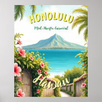 Style vintage Hawaiian Travel Honolulu Mid-Pacific