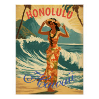 Style vintage Hawaiian Travel Honolulu Mid-Pacific