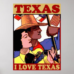 Poster Style vintage I Love Texas