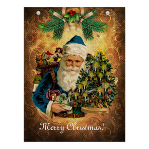 Poster Style vintage St Nicolas (Père Noël) Noël