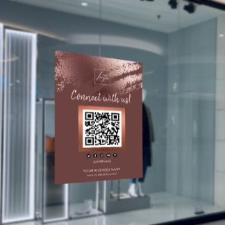 Poster Stylish Bronze Business QR Code Social Media