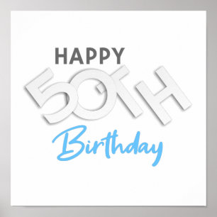 Poster Stylish Happy 50th Birthday Typography