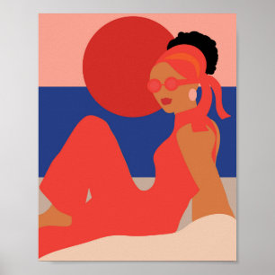 Poster Stylish Lady on the Beach