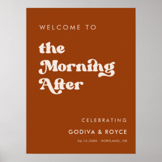 Poster Stylish rétro Burnt Orange Morning After Welcome