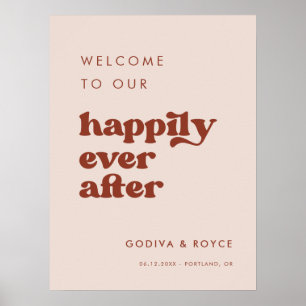 Poster Stylish retro rose Happy Jamais après l'accueil