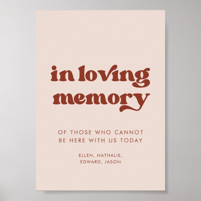 Poster Stylish rétro rose In love memory mariage signe (Devant)