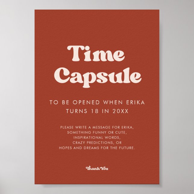 Poster Stylish Terracotta Time capsule 1er Anniversaire s (Devant)