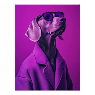 Poster Stylish Weimaraner with Glasses and Neon Coat