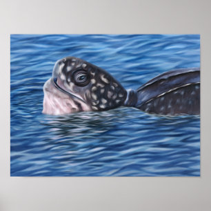 Poster Stylized Basking Leatherback Sea Turtle