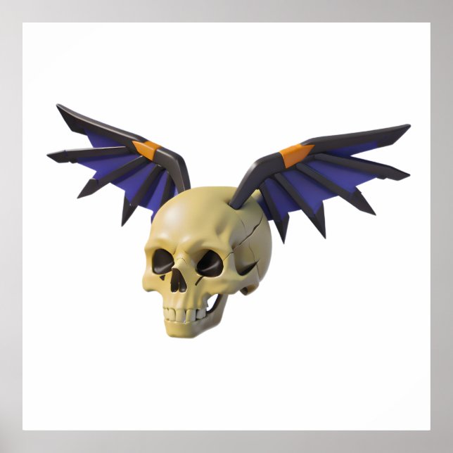 Poster Stylized Skull with Angular Colorful Wings (Devant)